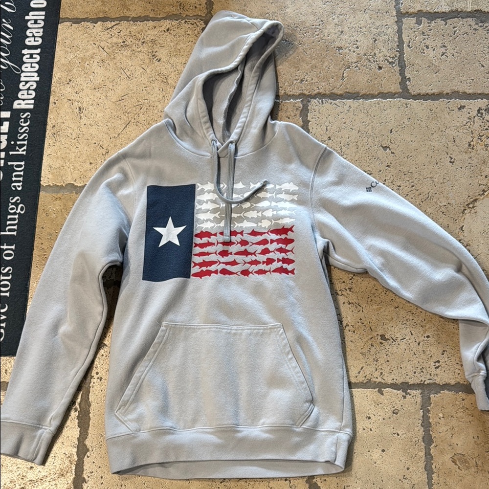 Men's Gray Hoodie with Flag Design